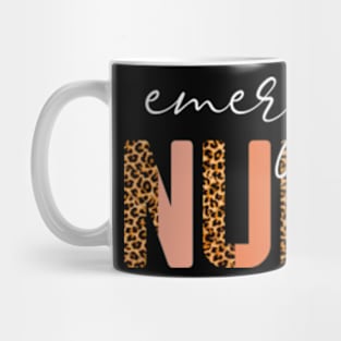Emergency Nurse Leopard Print Er Nurse Nursing School Women Mug